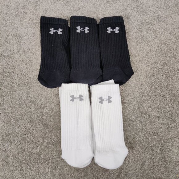 Under Armour Men's Crew Socks OS Set of 5 Pairs Black And White Performance Wear - Picture 1 of 4